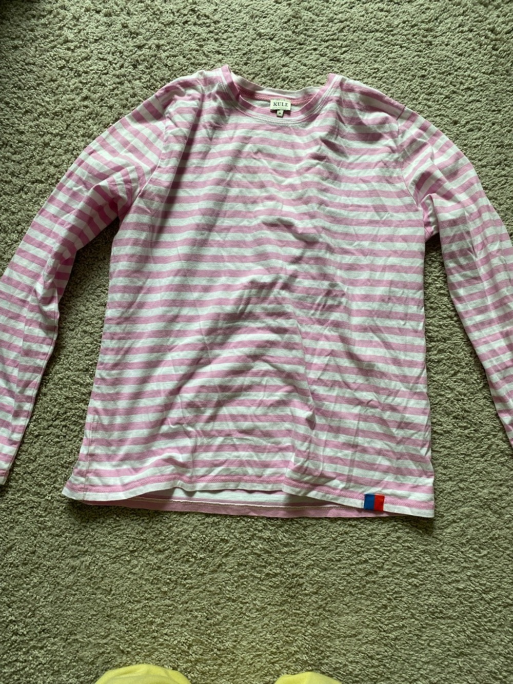 KULE Pink & White Striped Long Sleeve Tee